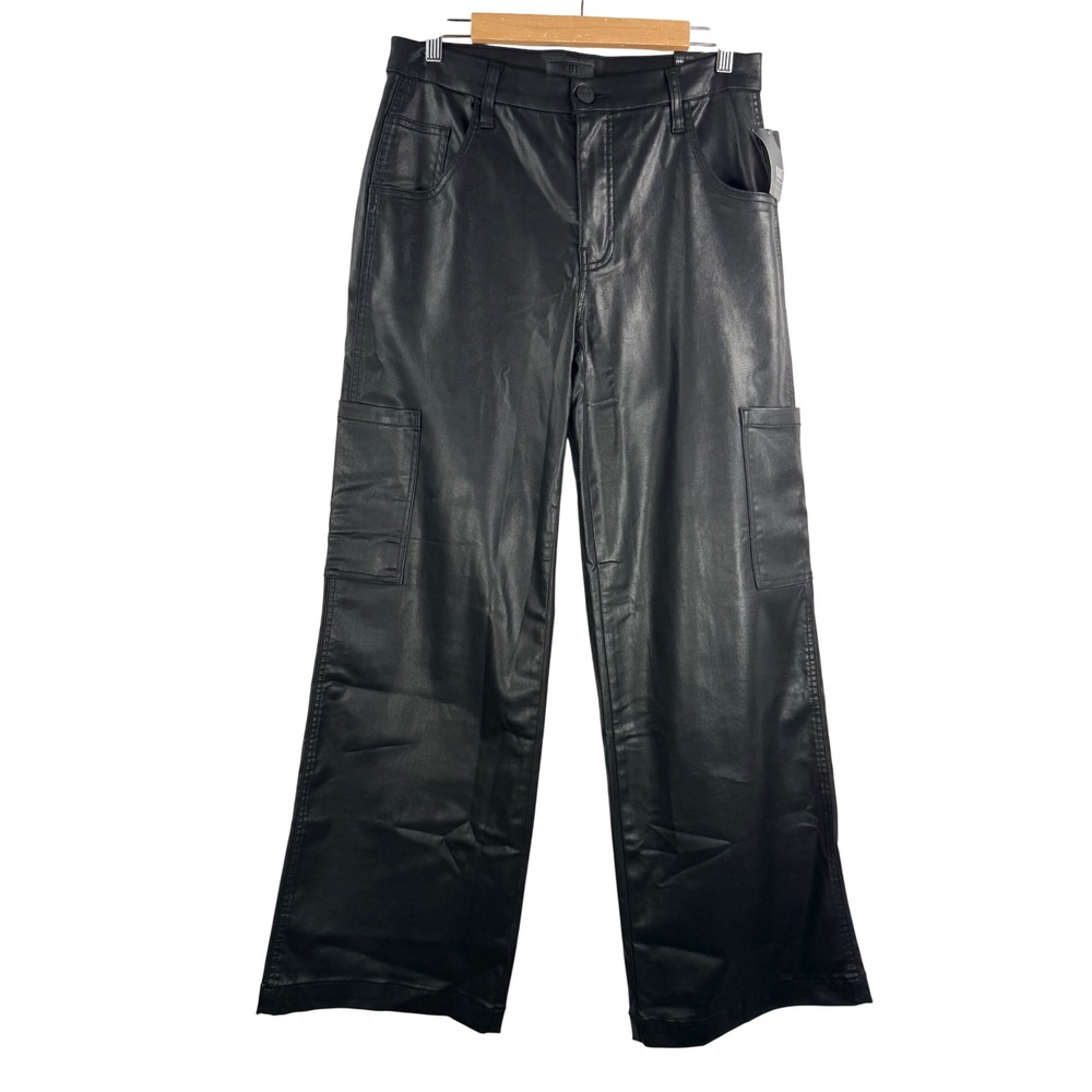 Kut From Kloth Jodi High‎ Rise Fab Ab Wide Leg Faux Leather Pants Black Size 8